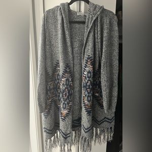 Hooded Boho Sweater - Fringed at Bottom